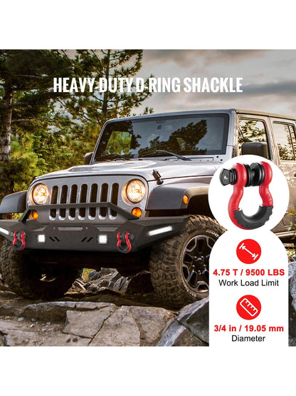 D-Ring Shackle, Synthetic Soft Shackle, Recovery Shackle, 2/4 Pack Alloy Steel Shackles Break Strength With Screw Pin, Isolators & Washers, With Extra Sleeves & Storage Bag For UTV, ATV, Trucks, Heavy