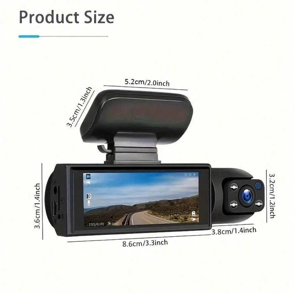 Dash Camera Front And Inside With 32G SD Card, 3.16inch Dash Cam 1080P, G Sensor HD Night Vision Loop Recording Wide Angle Car DVR
