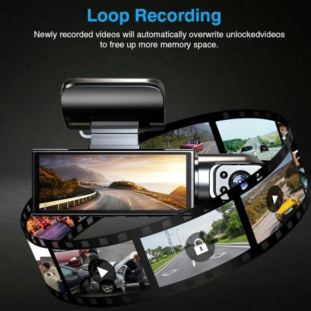 Dash Camera Front And Inside With 32G SD Card, 3.16inch Dash Cam 1080P, G Sensor HD Night Vision Loop Recording Wide Angle Car DVR