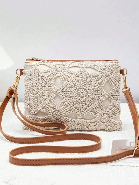 DAZY 2025 New Hollow Flower Handbag Women's Casual Style Small Square Bag Luxury Daily Matching