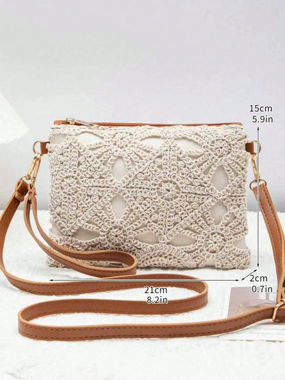 DAZY 2025 New Hollow Flower Handbag Women's Casual Style Small Square Bag Luxury Daily Matching