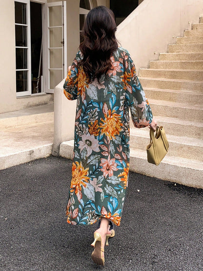 DAZY Floral Print Open Front Kimono Summer,Beach Women Outfits Vacation