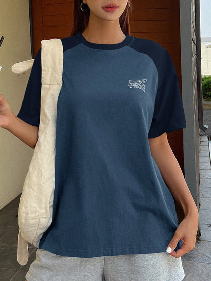 DAZY Letter Graphic Raglan Sleeve Tee