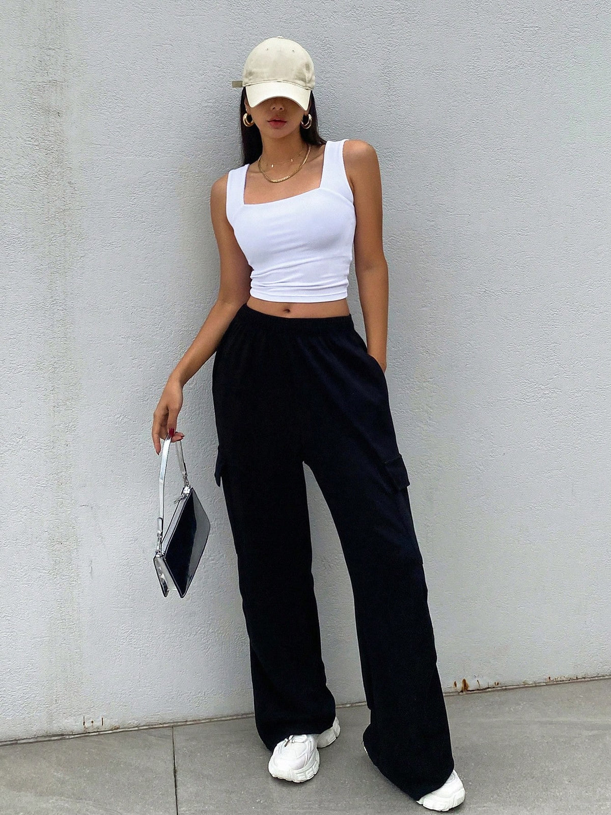 Dazy Star Solid Crop Tank Top Halter Top