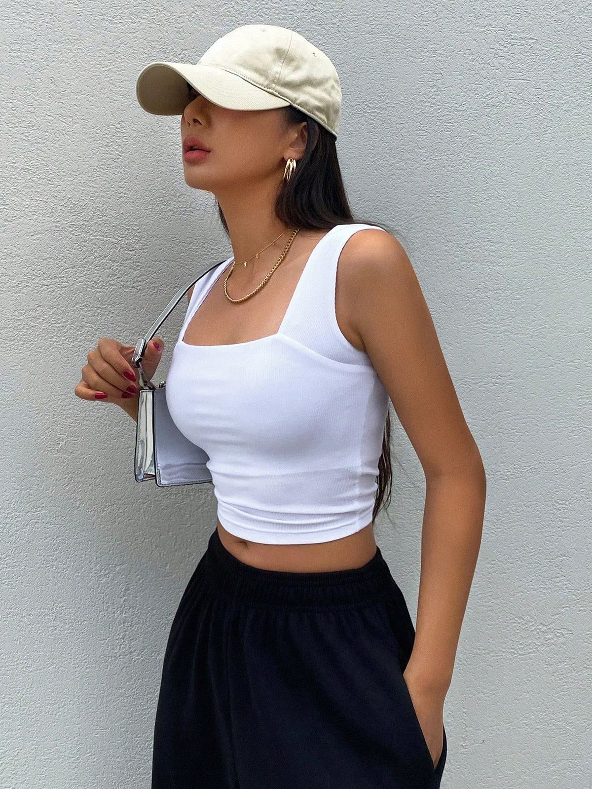Dazy Star Solid Crop Tank Top Halter Top