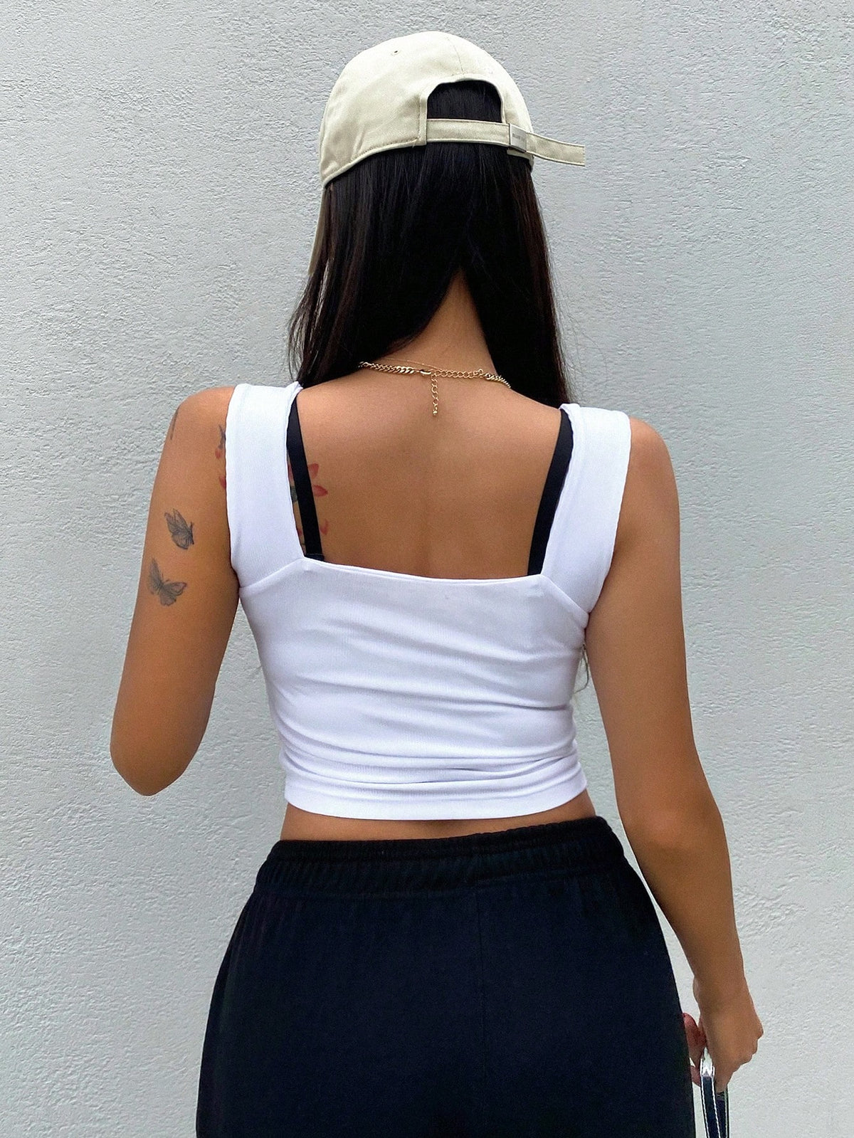 Dazy Star Solid Crop Tank Top Halter Top