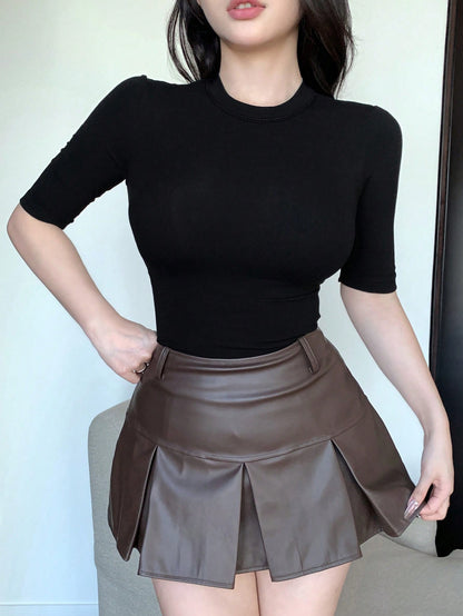 DAZY Women Plain Crew Neck Casual Top, Daily Wear