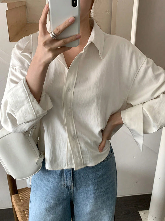 DAZY Women's Apricot Casual All-Match Versatile Blouse, Spring/Summer/Autumn Preppy Tops,Fall Women Clothes Long Sleeve Top