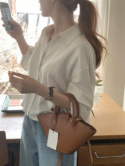DAZY Women's Apricot Casual All-Match Versatile Blouse, Spring/Summer/Autumn Preppy Tops,Fall Women Clothes Long Sleeve Top