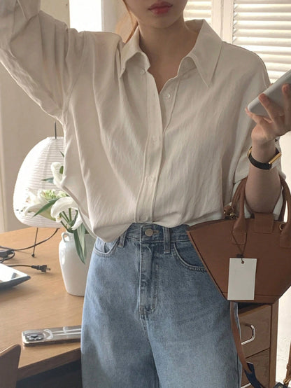 DAZY Women's Apricot Casual All-Match Versatile Blouse, Spring/Summer/Autumn Preppy Tops,Fall Women Clothes Long Sleeve Top