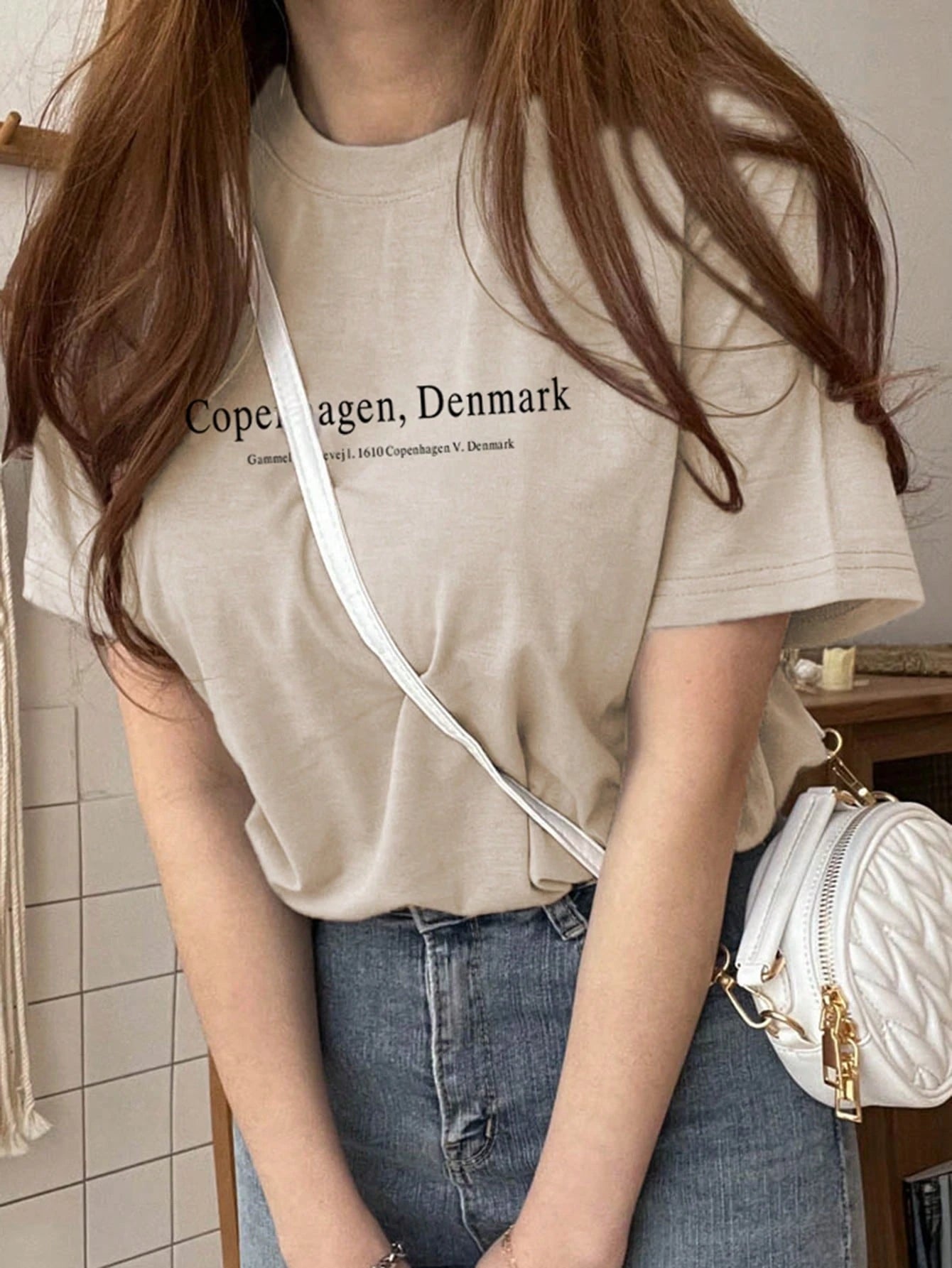 DAZY Women's Casual Slogan Print Round Neck T-Shirt, Summer