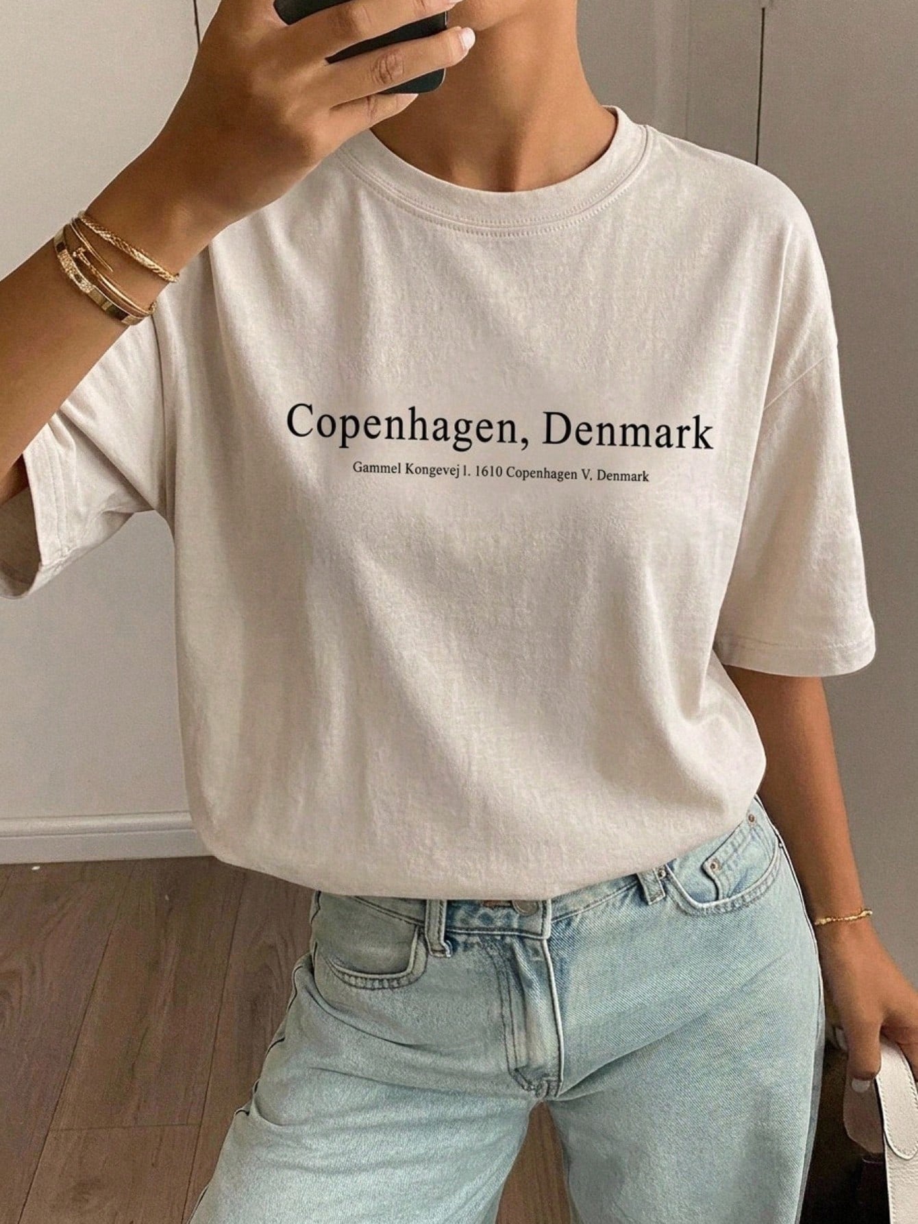 DAZY Women's Casual Slogan Print Round Neck T-Shirt, Summer