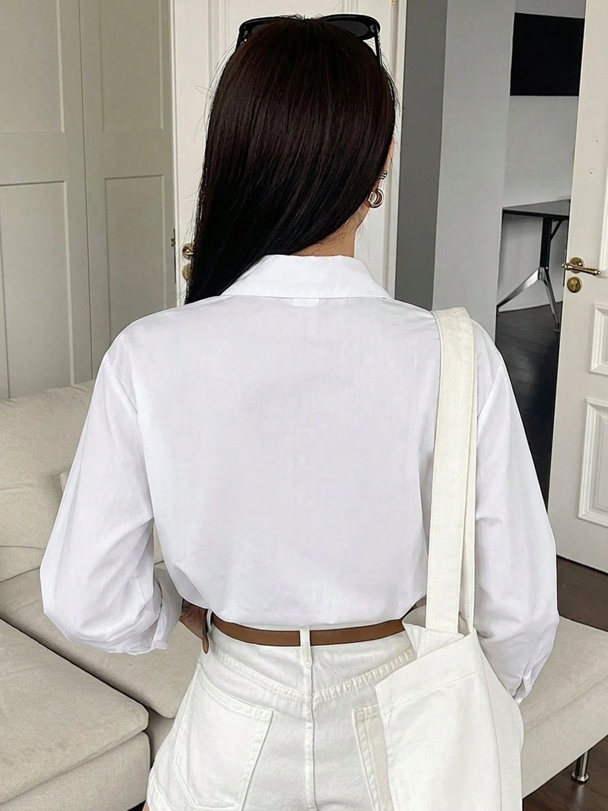 DAZY Women's Casual Solid Color Long Sleeve Shirt