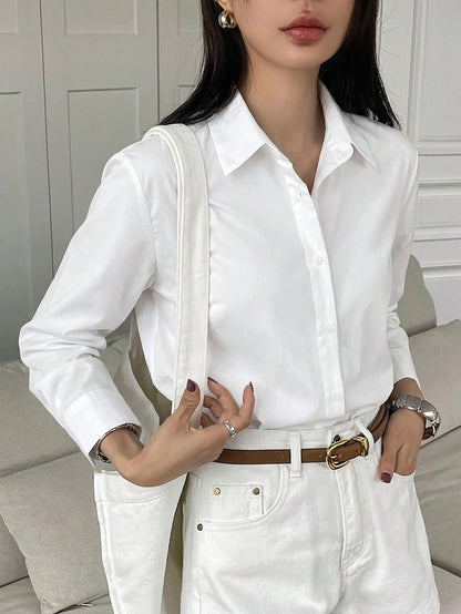 DAZY Women's Casual Solid Color Long Sleeve Shirt