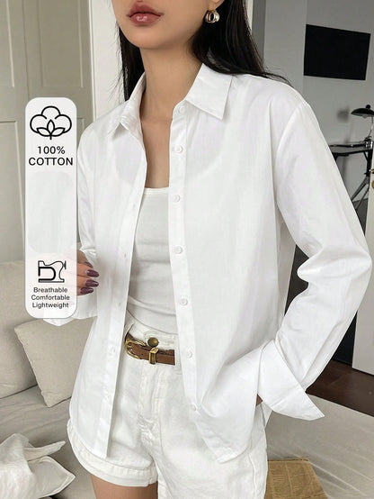 DAZY Women's Casual Solid Color Long Sleeve Shirt