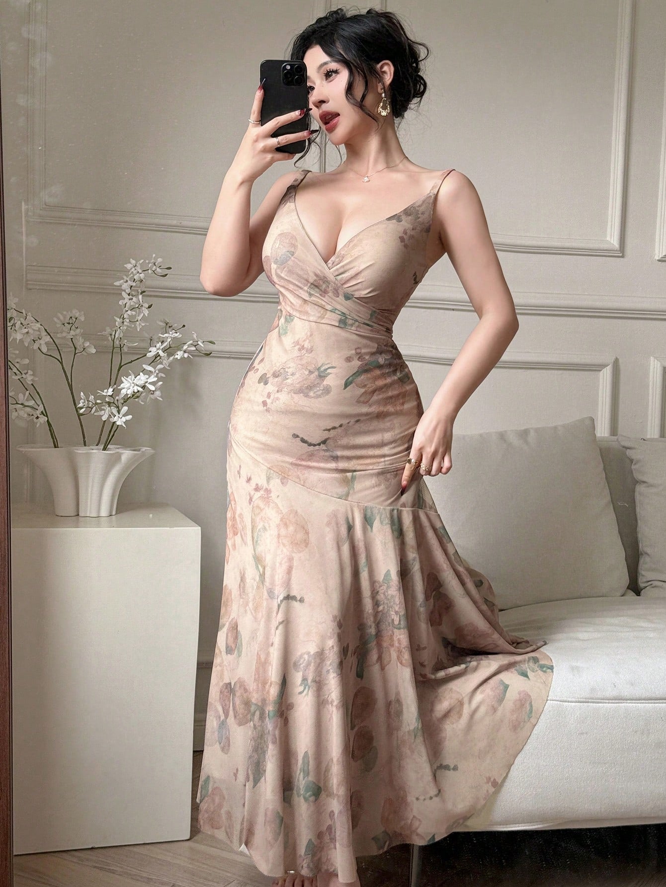 DAZY Women's Elegant Floral Print Sleeveless Dress Elegant Sundress