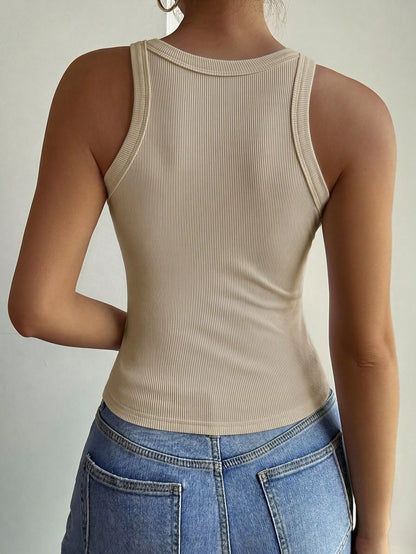 DAZY Women's Elegant Solid Color Slim Fit Camisole, Suitable For Autumn & Winter