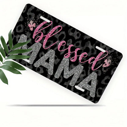 Decorative Use Only, Car P1 License Plate Cover And Frame, Blessing Mom Pattern Decoration Front, Waterproof Decorative Aluminum License Plate Cover And Frame, Suitable Men And Women, 12 X 6, Vehicle