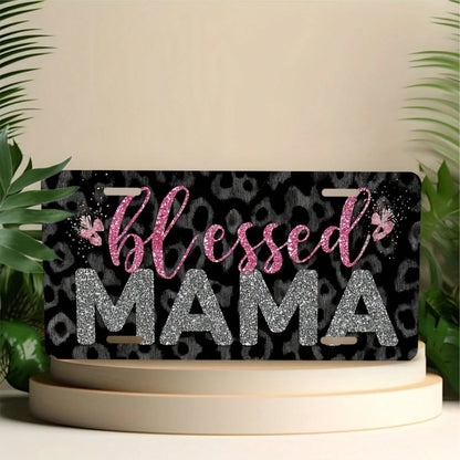 Decorative Use Only, Car P1 License Plate Cover And Frame, Blessing Mom Pattern Decoration Front, Waterproof Decorative Aluminum License Plate Cover And Frame, Suitable Men And Women, 12 X 6, Vehicle