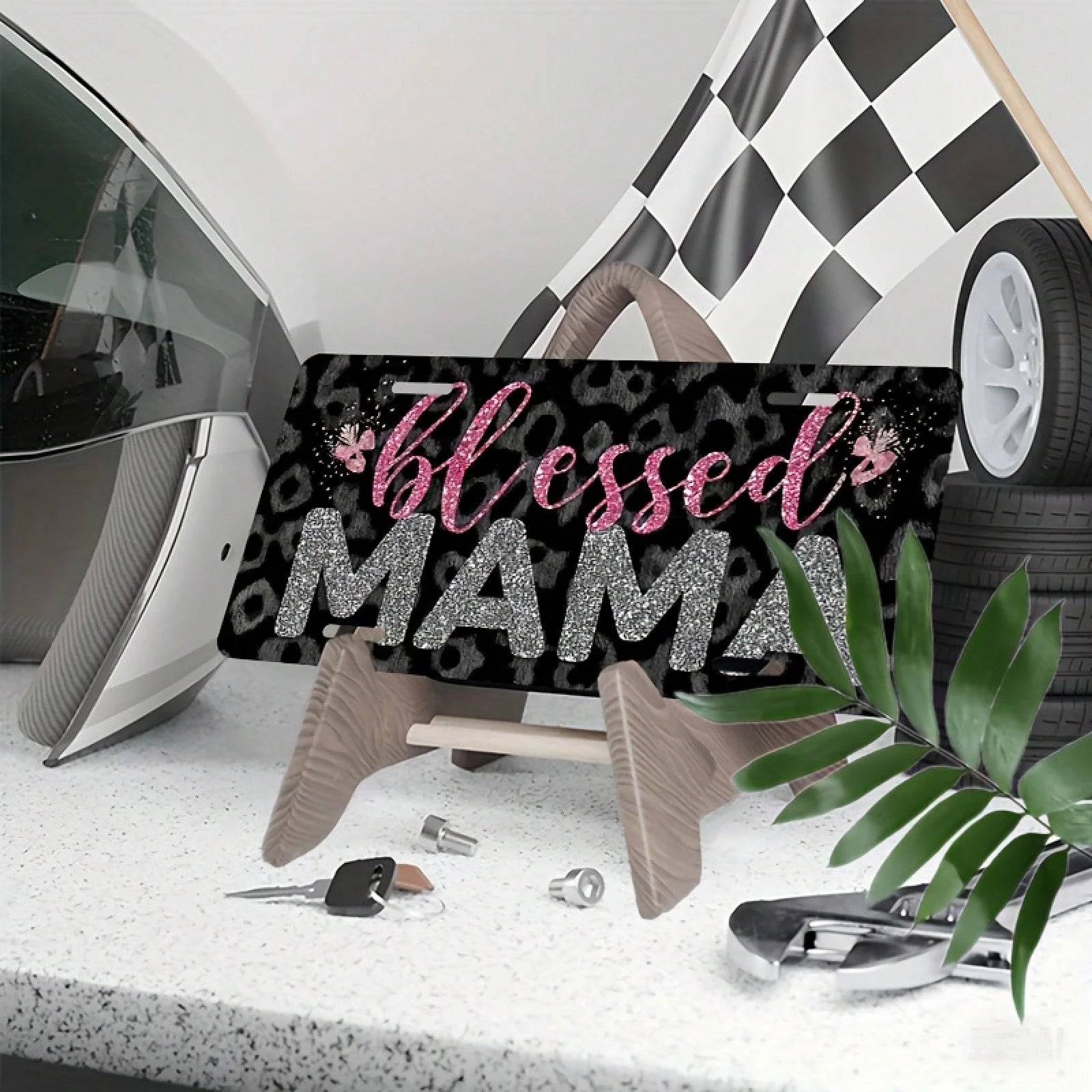 Decorative Use Only, Car P1 License Plate Cover And Frame, Blessing Mom Pattern Decoration Front, Waterproof Decorative Aluminum License Plate Cover And Frame, Suitable Men And Women, 12 X 6, Vehicle