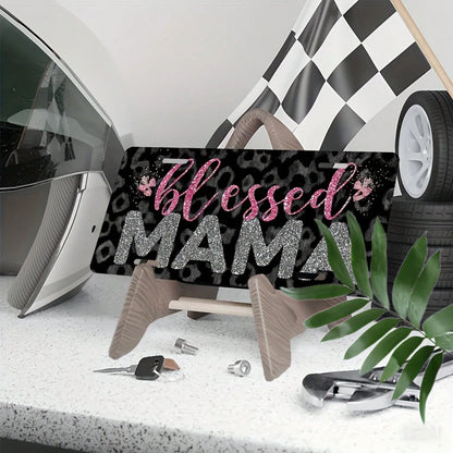 Decorative Use Only, Car P1 License Plate Cover And Frame, Blessing Mom Pattern Decoration Front, Waterproof Decorative Aluminum License Plate Cover And Frame, Suitable Men And Women, 12 X 6, Vehicle