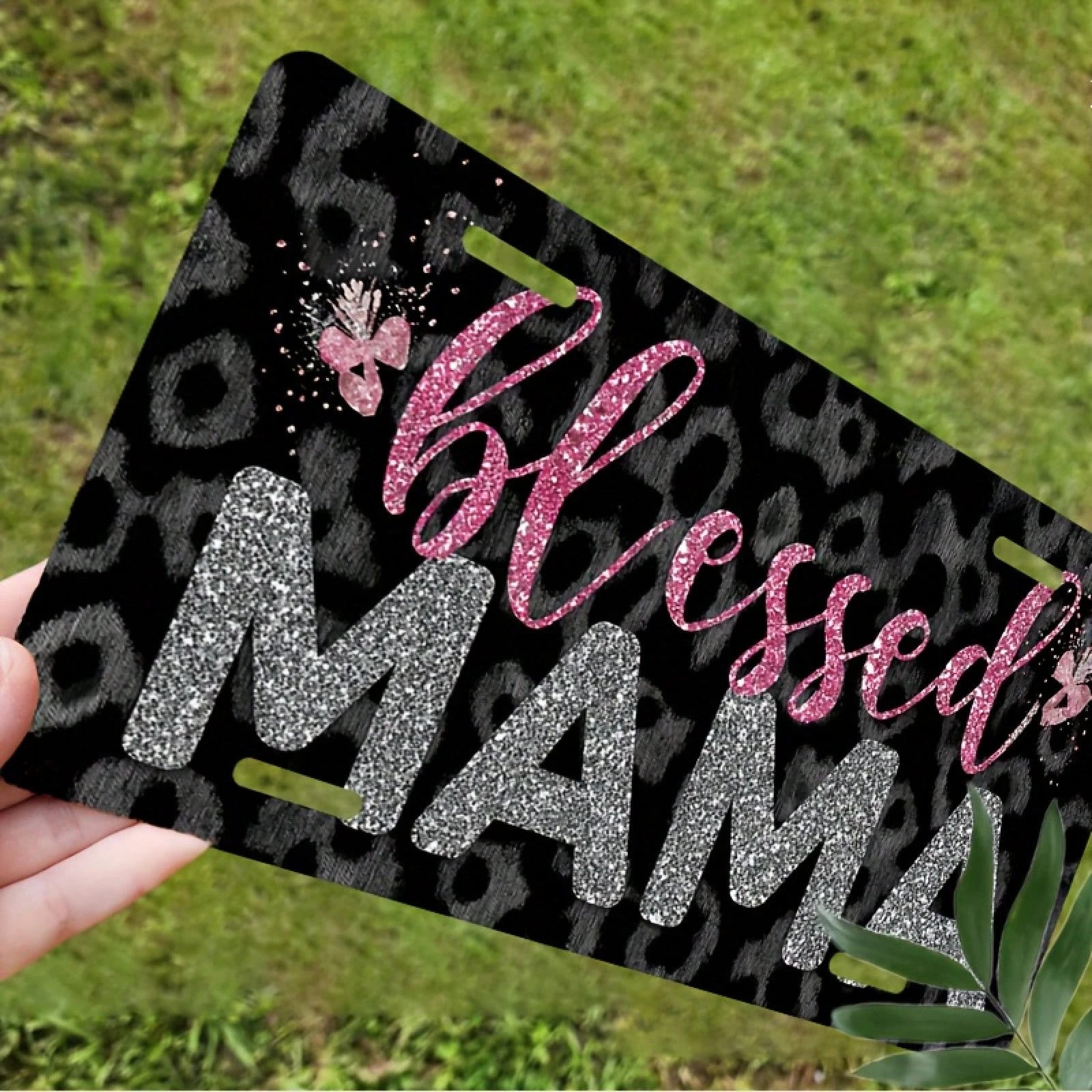 Decorative Use Only, Car P1 License Plate Cover And Frame, Blessing Mom Pattern Decoration Front, Waterproof Decorative Aluminum License Plate Cover And Frame, Suitable Men And Women, 12 X 6, Vehicle