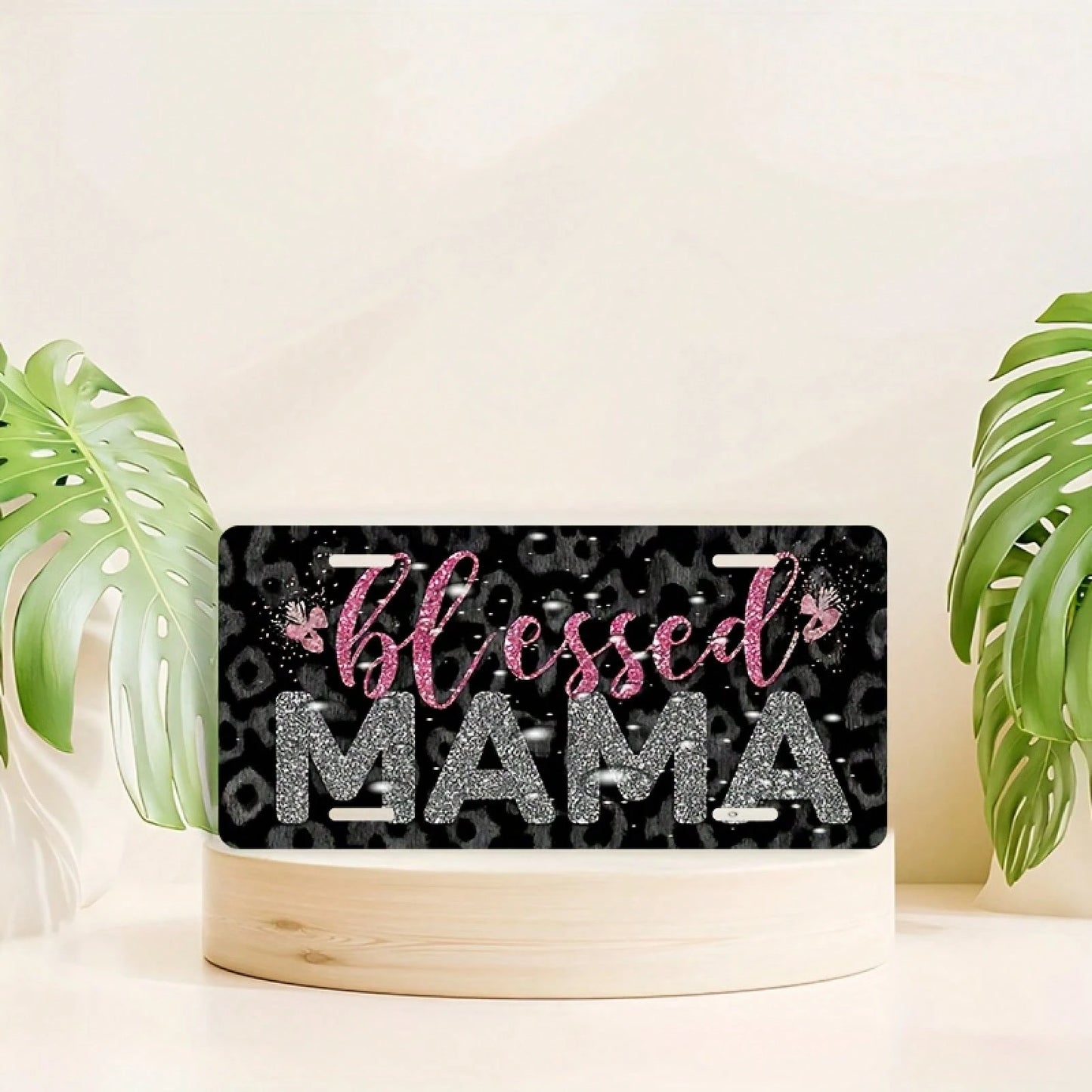 Decorative Use Only, Car P1 License Plate Cover And Frame, Blessing Mom Pattern Decoration Front, Waterproof Decorative Aluminum License Plate Cover And Frame, Suitable Men And Women, 12 X 6, Vehicle