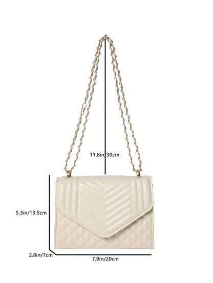 Delicate Chain Flap Bag, Minimalist Flip-Cover Shoulder Bag, Fashionable Crossbody Bag, Women's Mini Quilted Crossbody Bag, Elegant Flip-Cover Shoulder Bag, Women's Fashionable Handbag And Wallet