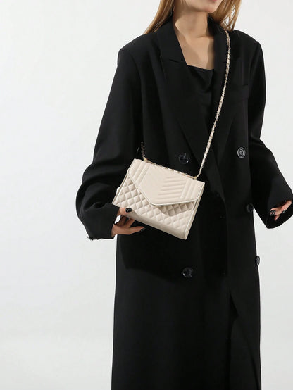 Delicate Chain Flap Bag, Minimalist Flip-Cover Shoulder Bag, Fashionable Crossbody Bag, Women's Mini Quilted Crossbody Bag, Elegant Flip-Cover Shoulder Bag, Women's Fashionable Handbag And Wallet