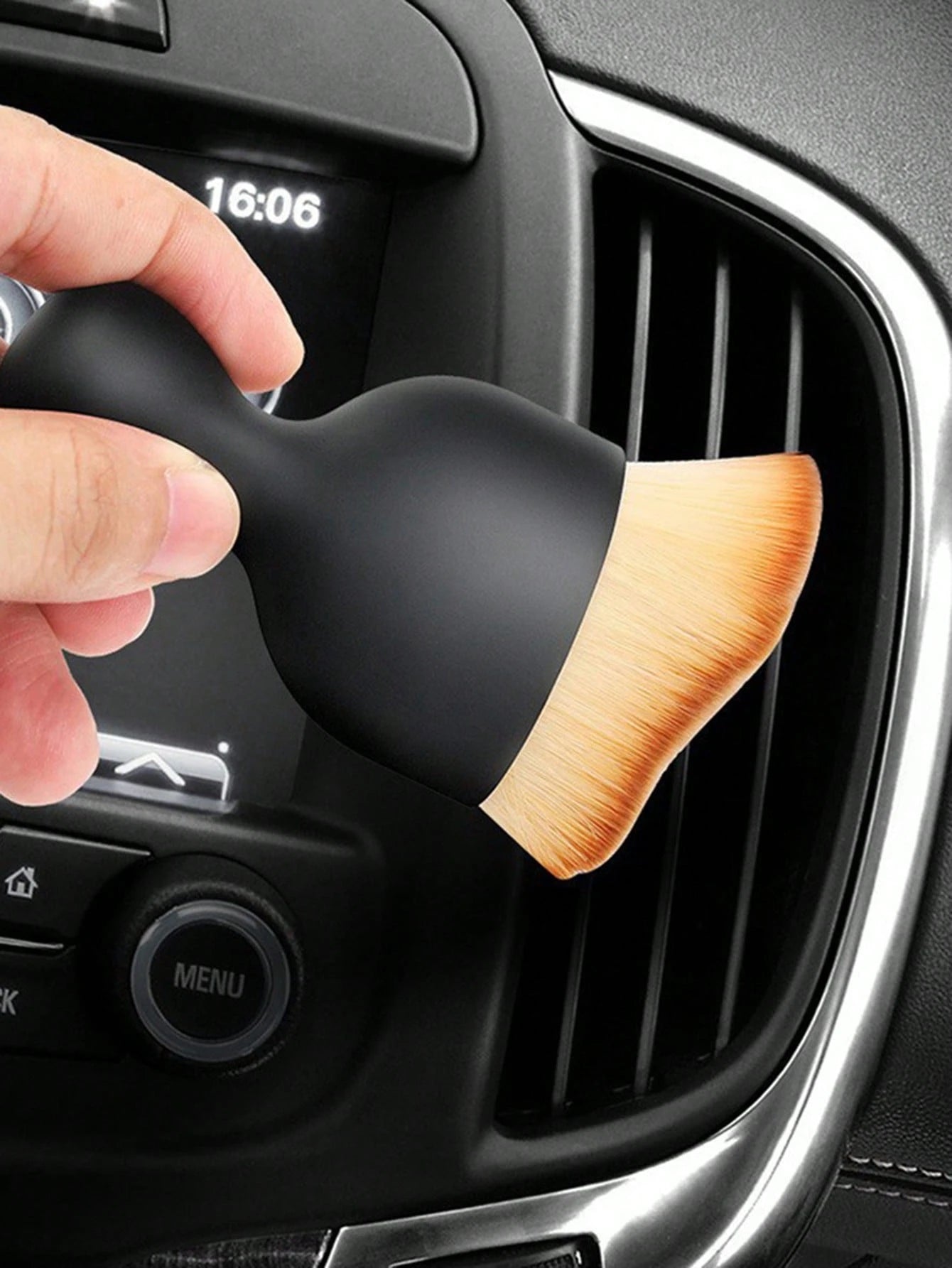 Detailing Brush,1pc Car Interior Crevice Duster, Short Bristle Brush With Storage Box, Makeup Brush, Suitable For Cleaning Air Conditioning Vents, Auto Cleaning Tool, Makeup Sponge