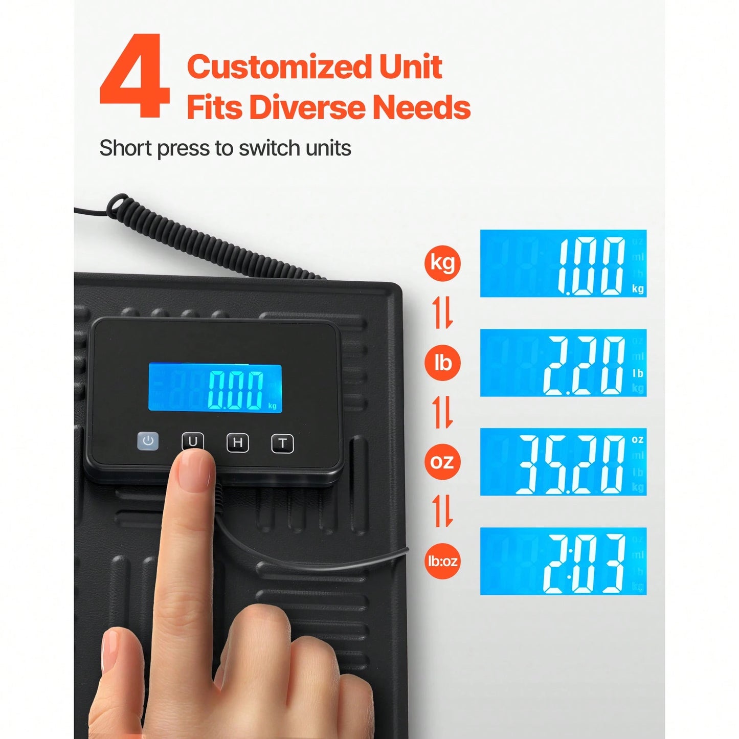 Digital Postal Scale, 0.7 Oz/3.5 Oz Dual Accuracy, 660 Lbs Commercial Weight Scale With Hold/Tare Function & LCD Display, Fit For Packages, Postage, Luggage, Battery & Charging Cable Included