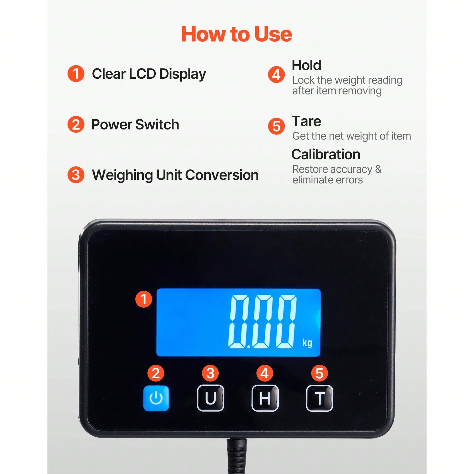 Digital Postal Scale, 0.7 Oz/3.5 Oz Dual Accuracy, 660 Lbs Commercial Weight Scale With Hold/Tare Function & LCD Display, Fit For Packages, Postage, Luggage, Battery & Charging Cable Included
