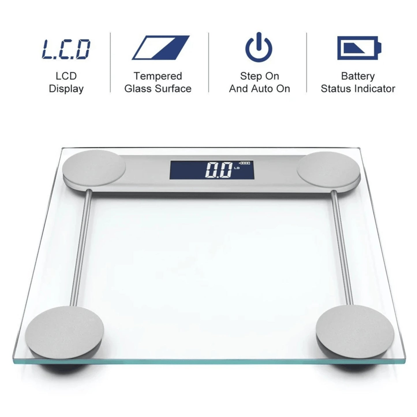 Digital Scales For Body Weight, Accurate Bathroom Scales With Large LED Display, Digital Weighing Machine, High Precision Measurements, 400 Pounds, Sturdy Clear Glass With Sturdy Base, Instant On And