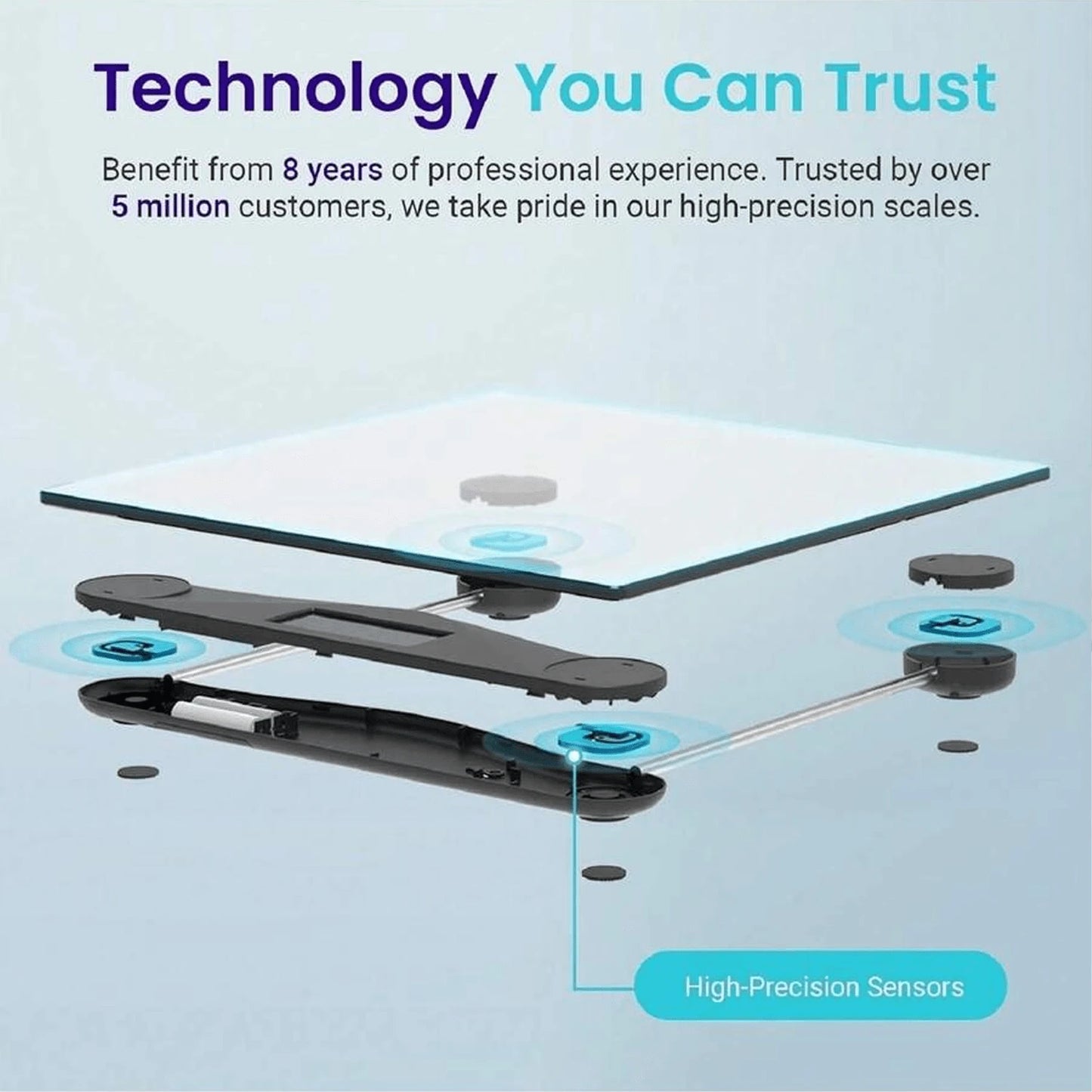 Digital Scales For Body Weight, Accurate Bathroom Scales With Large LED Display, Digital Weighing Machine, High Precision Measurements, 400 Pounds, Sturdy Clear Glass With Sturdy Base, Instant On And