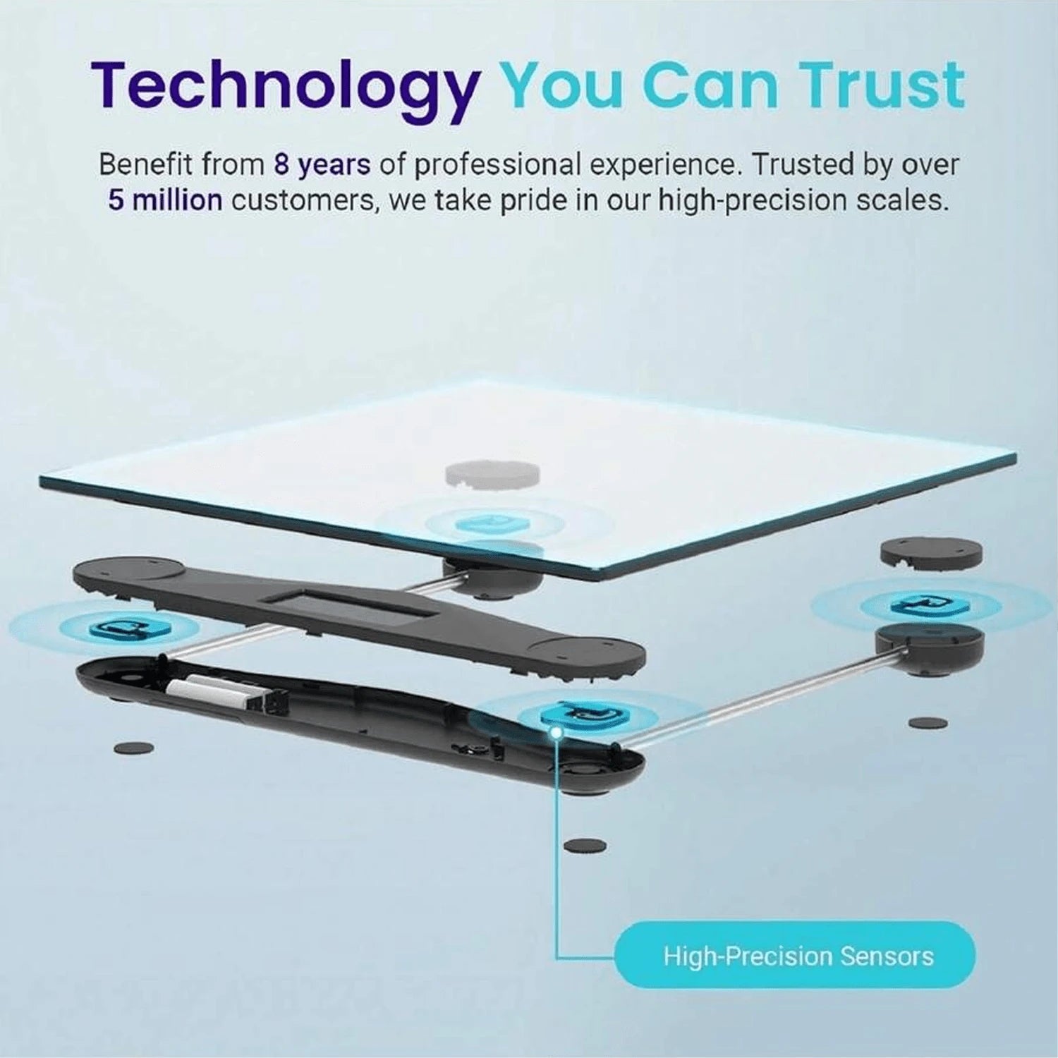 Digital Scales For Body Weight, Accurate Bathroom Scales With Large LED Display, Digital Weighing Machine, High Precision Measurements, 400 Pounds, Sturdy Clear Glass With Sturdy Base, Instant On And