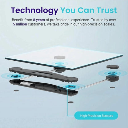 Digital Scales For Body Weight, Accurate Bathroom Scales With Large LED Display, Digital Weighing Machine, High Precision Measurements, 400 Pounds, Sturdy Clear Glass With Sturdy Base, Instant On And
