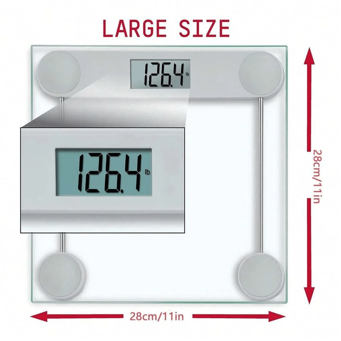 Digital Scales For Body Weight, Accurate Bathroom Scales With Large LED Display, Digital Weighing Machine, High Precision Measurements, 400 Pounds, Sturdy Clear Glass With Sturdy Base, Instant On And