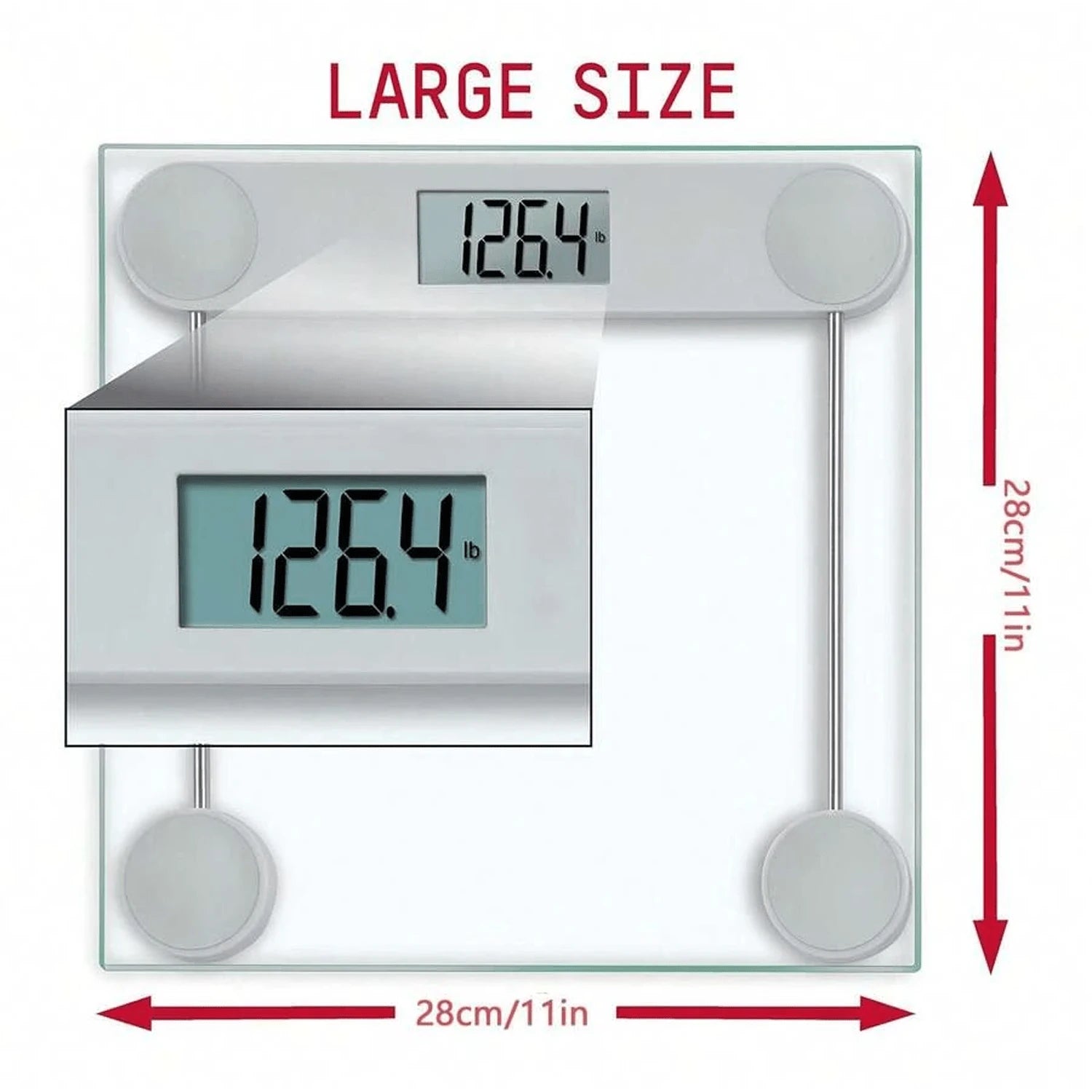 Digital Scales For Body Weight, Accurate Bathroom Scales With Large LED Display, Digital Weighing Machine, High Precision Measurements, 400 Pounds, Sturdy Clear Glass With Sturdy Base, Instant On And
