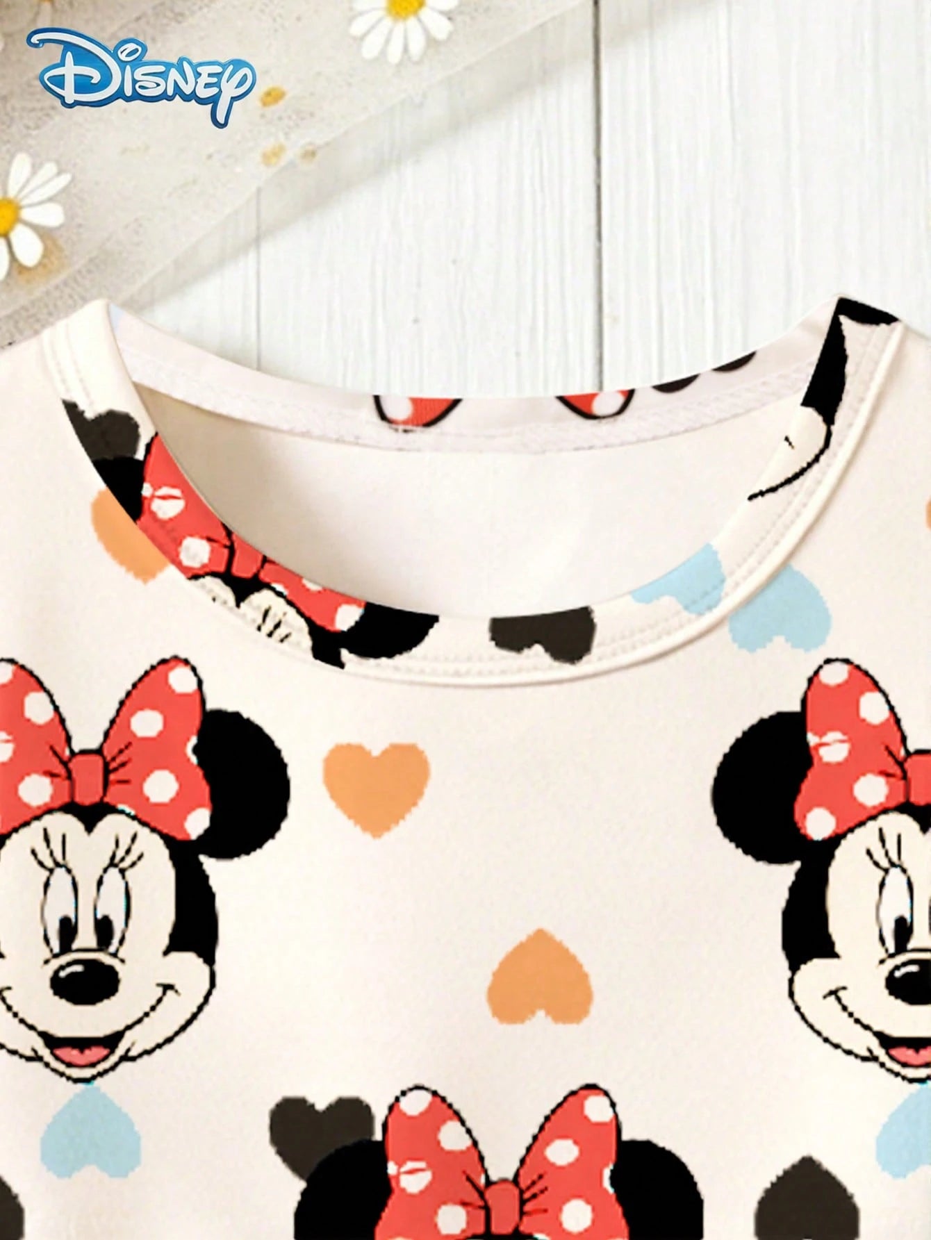 Disney Summer Baby Girls Minnie Heart Print Cute Sleeveless Casual Dress, Children Beach Holiday Heart Full Print Flared Skirt Versatile Dress