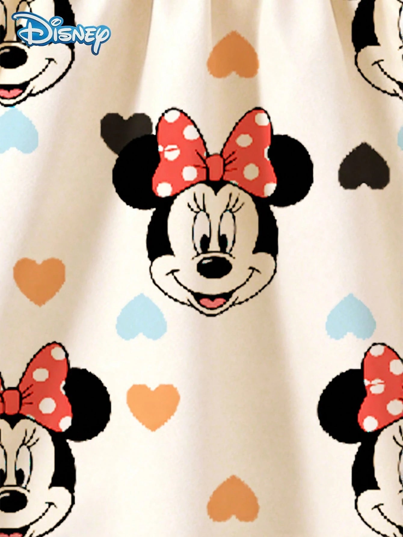 Disney Summer Baby Girls Minnie Heart Print Cute Sleeveless Casual Dress, Children Beach Holiday Heart Full Print Flared Skirt Versatile Dress