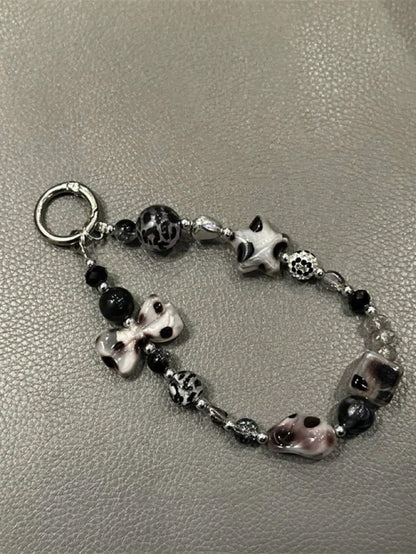 DIY Phone Lanyard, Korean Ins Style Transparent Star Phone Case Strap, Cool Black Sexy Girl DIY Beaded Random Bead Camera Strap Phone Anti-Lost Cord, New Fashionable Hanging Ornament For Women Compati