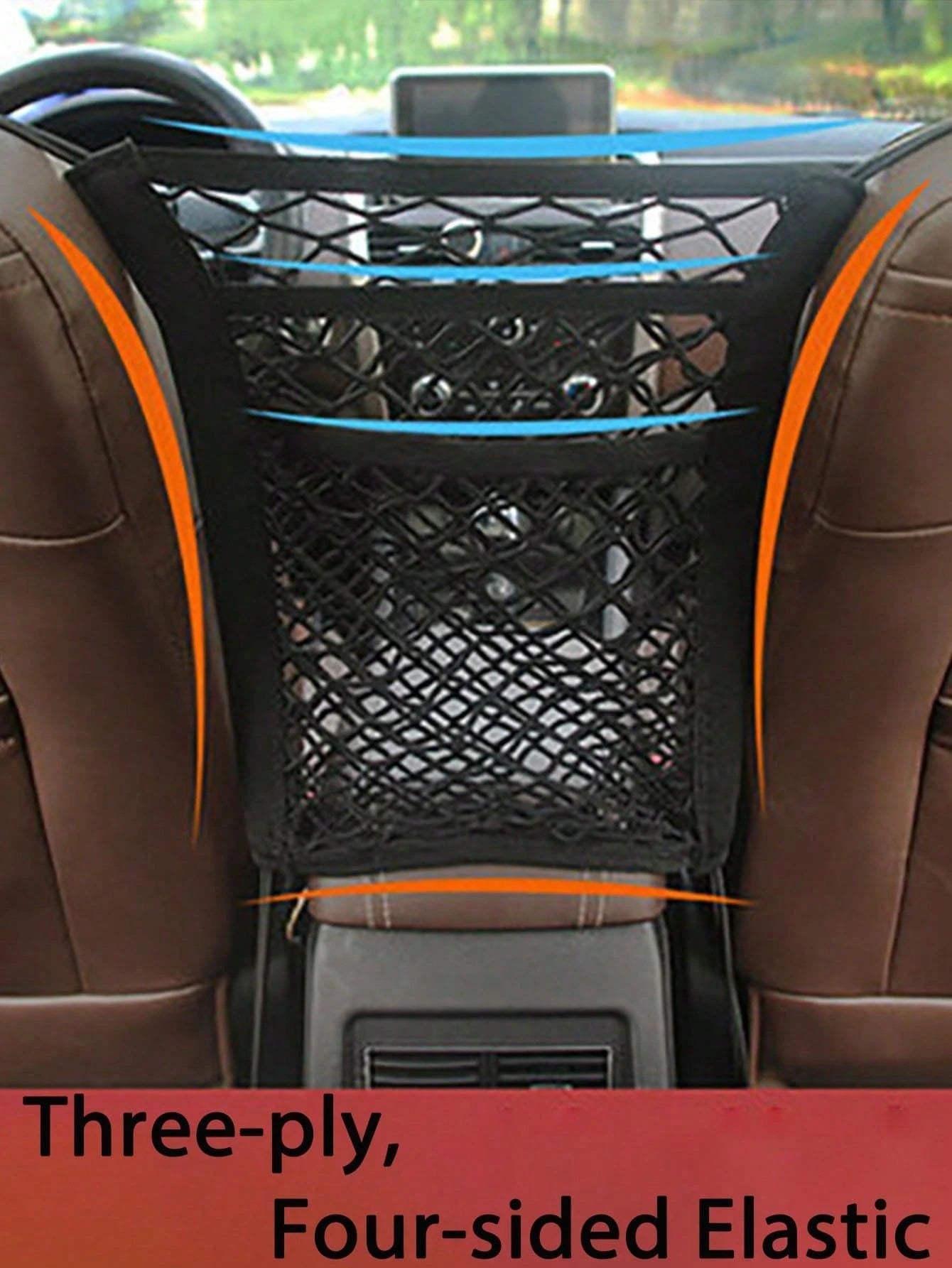 Dog Car Mesh Divider Pet Barrier With Automatic Safety Net Storage Bag, Baby Stretchable Storage Bag, Universal For Cars, SUVs- Easy Installation, Child And Pet Driving Car Divider