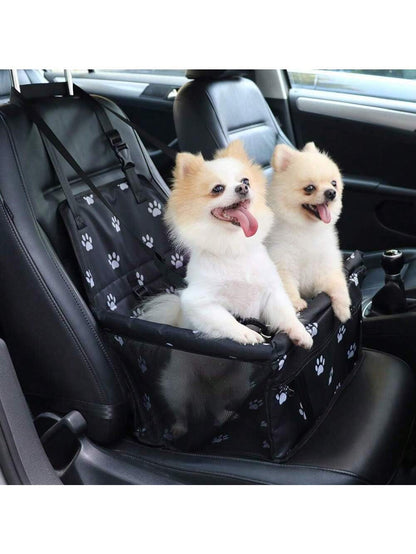 Dog Car Seat, Foldable Dog Car Booster Seat, Waterproof And Breathable Oxford Travel Bag For Small And Medium Sized Dogs, Puppies And Pets- Black Pattern