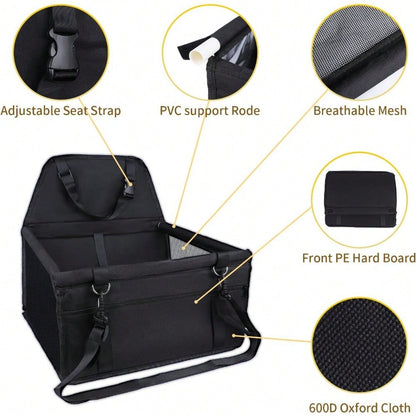 Dog Car Seat, Travel Pe-Style Dog Booster Seat, Breathable Dog Car Seat, With Adjustable Seat Belt Design, Travel Dog Car Seat Specially For Small Dt Cageogs