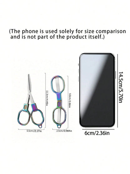 Double Circle Retro Folding Scissors Portable Small Scissors Carry Mini Private Fishing Travel Home Trumpet.