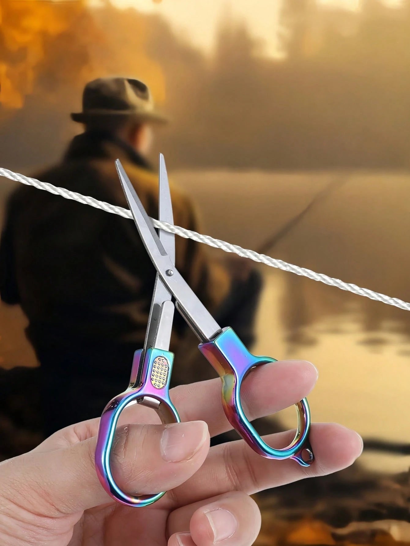 Double Circle Retro Folding Scissors Portable Small Scissors Carry Mini Private Fishing Travel Home Trumpet.