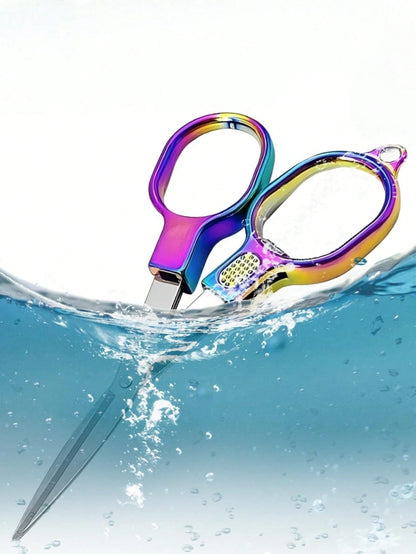Double Circle Retro Folding Scissors Portable Small Scissors Carry Mini Private Fishing Travel Home Trumpet.