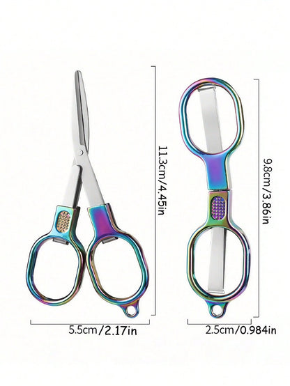 Double Circle Retro Folding Scissors Portable Small Scissors Carry Mini Private Fishing Travel Home Trumpet.