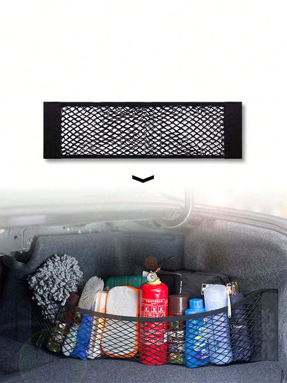 Double-Layer Elastic Mesh Hook And Loop Storage Bag, Using High-Quality Mesh Materials To Maximize The Double-Layer Mesh Pocket Bag For Car Trunk Storage, Car Trunk Storage Mesh Pocket