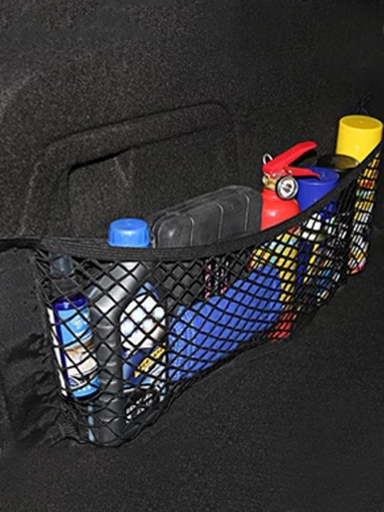 Double-Layer Elastic Mesh Hook And Loop Storage Bag, Using High-Quality Mesh Materials To Maximize The Double-Layer Mesh Pocket Bag For Car Trunk Storage, Car Trunk Storage Mesh Pocket